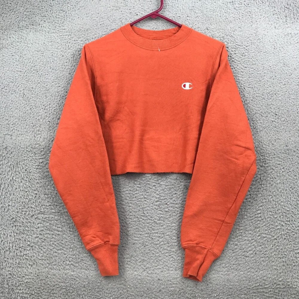 Champion Reverse Weave Cropped Sweatshirt XS in Orange